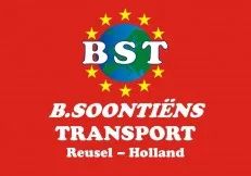 Logo van B. Soontiëns Transport uit Reusel met de letters BST en Europese sterren op rode achtergrond