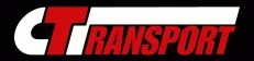Logo van Corné Timmer Transport met rode en witte letters CT op een zwarte achtergrond