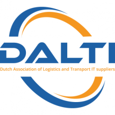 Logo van DALTI, de Dutch Association of Logistics and Transport IT suppliers, in blauw en oranje