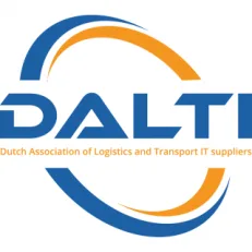 Logo van DALTI, de Dutch Association of Logistics and Transport IT suppliers, in blauw en oranje