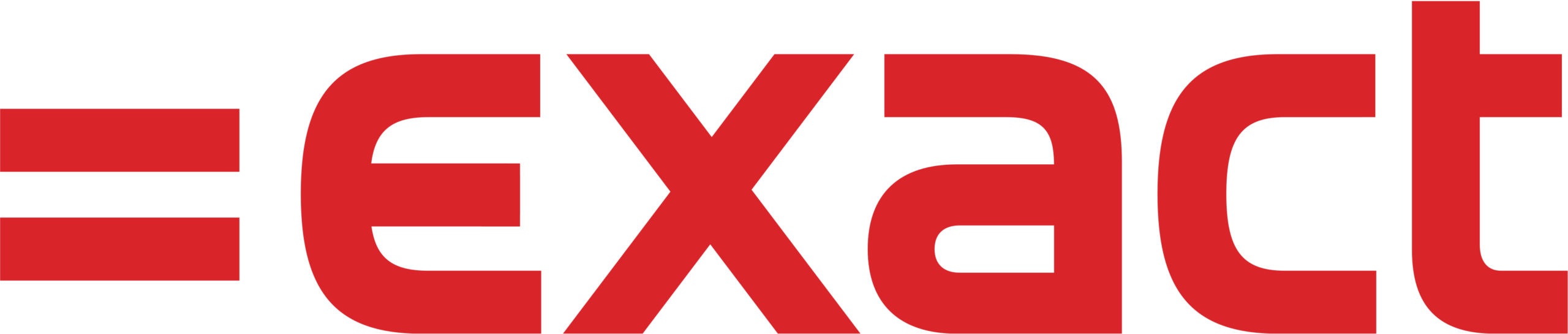 Exact logo in rood met vetgedrukte letters