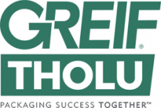 Logo van Greif Tholu in groen met de tekst Packaging Success Together