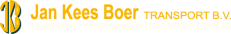 Logo van Jan Kees Boer Transport B.V. in geel met een rond beeldmerk