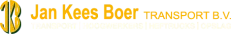 Logo van Jan Kees Boer Transport B.V. in geel met een rond beeldmerk