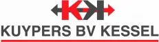 Logo van Kuypers BV Kessel, grijze letters met een rood-zwart beeldmerk van twee letters K met pijlen