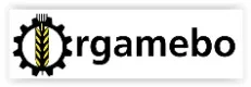 Logo van Orgamebo met een korenaar in een tandwiel als beeldmerk