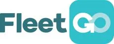Logo van FleetGO met de naam in blauwgroene letters en GO in een turquoise vlak
