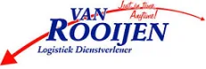Logo van Van Rooijen Logistiek Dienstverlener in blauw met een rode pijl
