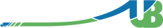 Logo van Van Uden Bekx, met een gebogen witte lijn en de groene letters VB