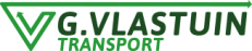 Logo van G. Vlastuin Transport in groene letters met een V-vormig beeldmerk
