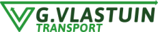 Logo van G. Vlastuin Transport in groene letters met een V-vormig beeldmerk