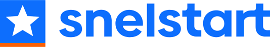 Logo van SnelStart: blauw woordmerk met een witte ster in een blauw vlak