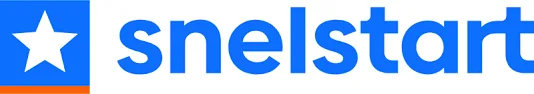 Logo van SnelStart: blauw woordmerk met een witte ster in een blauw vlak