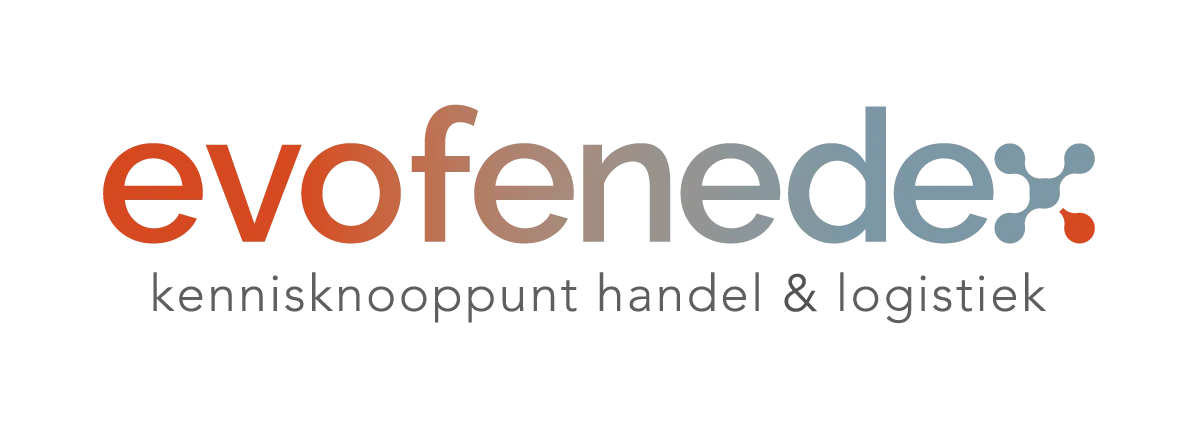 Logo van evofenedex met de tekst kennisknooppunt handel en logistiek