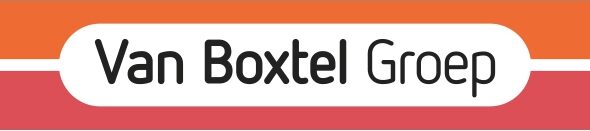 Logo van Van Boxtel Groep in oranje, rood en wit