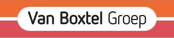 Logo van Van Boxtel Groep in oranje, rood en wit