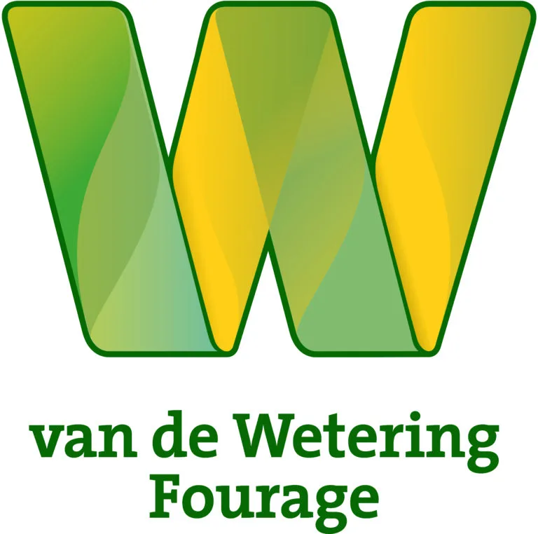 Logo van de Wetering Fourage met gestileerde W in groene en gele kleuren